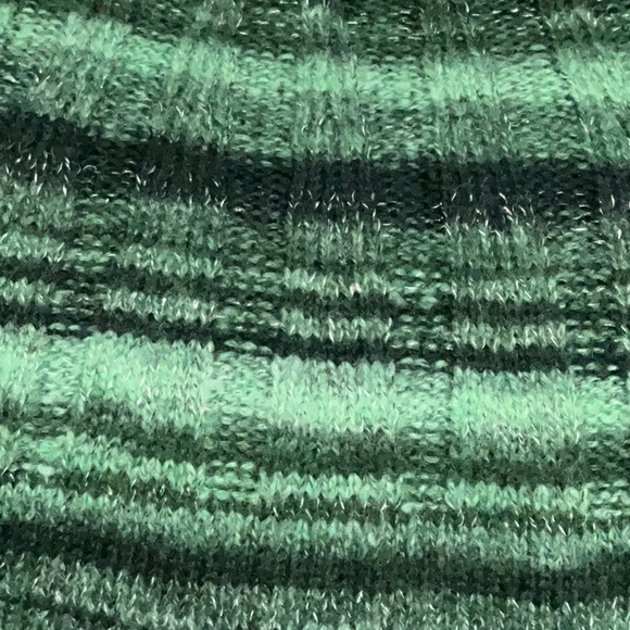 NWT Green & Black Striped w/ Metallic Silver Pullover Sweater - Picture 6 of 7